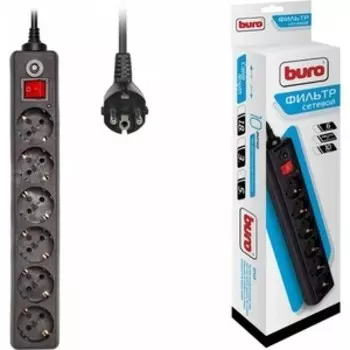 Сетевой фильтр Buro 600SH-5-B 5м (6 розеток) черный