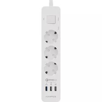 Сетевой фильтр HARPER UCH-410 White QC3.0 с USB зарядкой