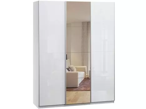 Шкаф-купе Орест-3-180-230 Glass Белый