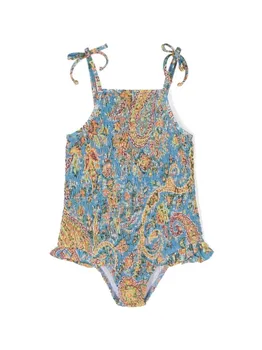 Etro купальник с принтом пейсли, синий