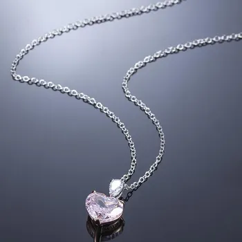 Ожерелье из серебра 925 пробы с цирконием в форме сердца 5CT для женщин, повседневная одежда, регулируемая длина цепи 40cm жёлтый