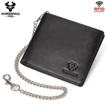 HUMERPAUL Мужской кошелек из натуральной кожи, тонкий визитница с Rfid-картой коричневый