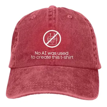 Стираная мужская бейсболка AI Vs Human No Trucker Snapback Ковбойские кепки Dad Hat ChatGPT Golf Hats Adjustable