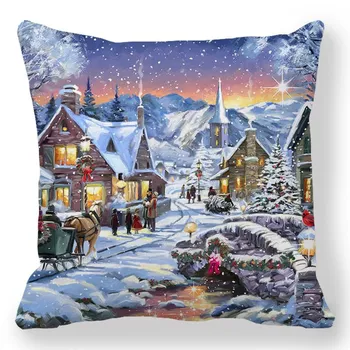 45X45CM Рождественские наволочки Чехлы для подушек Украшение Веселые рождественские украшения для дома Санта-Лось Диван Украшения Чехлы для подушек Navidad 01