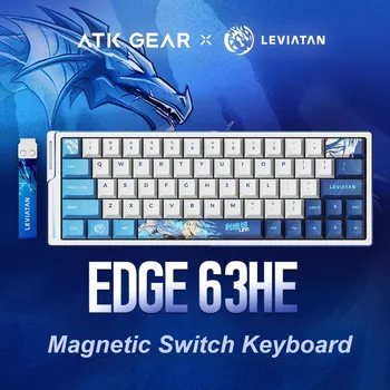 ATKxWOL/LEV EDGE60/63HE клавиатура с магнитным переключателем, автоматическая проводная алюминиевая клавиатура, 8000 Гц RT0,001 мм, киберспортивная игровая офисная клавиатура, подарок