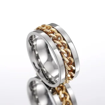 Ring, Chain Buckle Rotatable Design, Hip-Hop Personalized Fashion Jewelry 6