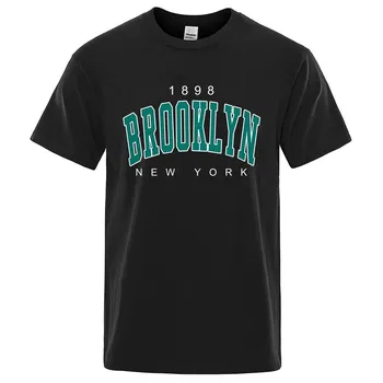 1898 Brooklyn New Your USA City Street принтованные футболки мужские с круглым вырезом свободного покроя с коротким рукавом летние хлопковые дышащие футболки S красный