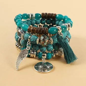 Retro personalized multi-layer stacked beaded bracelet Exotic bohemian men s and women s niche bracelet