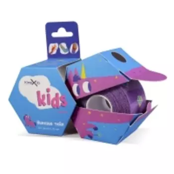 Kinexib - Кинезио тейп Classic Kids 4 см х 4 м фиолетовый, принт единорог