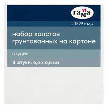 Набор холстов на картоне Гамма "Студия", 3 шт., 6,5*6,5 см, 100% хлопок, 280 г, мелкое зерно