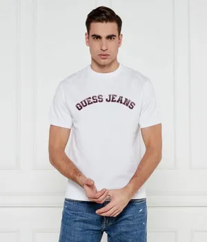 Футболка мужская Guess Jeans хлопковая с надписью, белый