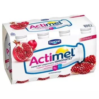 Кисломолочный продукт Actimel гранатовый 2,5% БЗМЖ 8шт х 100 гр