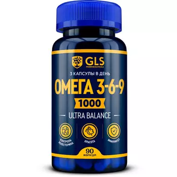 GLS Омега 3-6-9 с рыбьим жиром и льняным маслом, 90 капсул (GLS, Витамины)