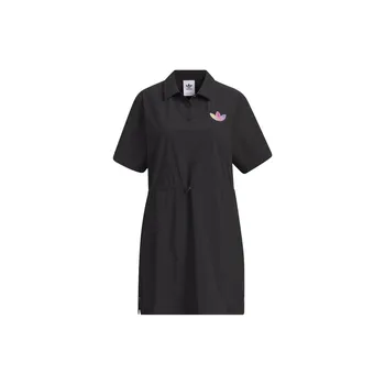 Adidas Originals Трилистник с логотипом и воротником с коротким рукавом Женское платье Черное IP2199 XS
