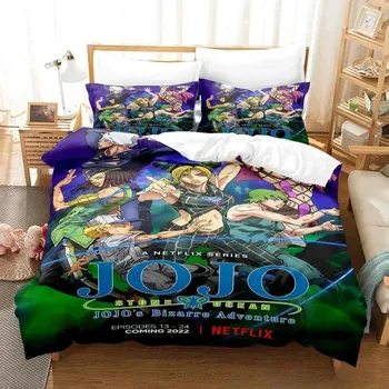 Модные 3D-печатные комплекты постельного белья JoJo s Bizarre Adventure из трех частей для взрослых и детей, для спальни, пододеяльники, домашний текстиль 70x133cm 2pcs