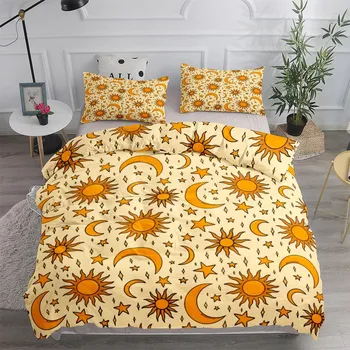 Комплект постельного белья Vintage Celestial Sun Moon Duvet Set King Queen Double Full Twin Single Size EU single(135x200cm)