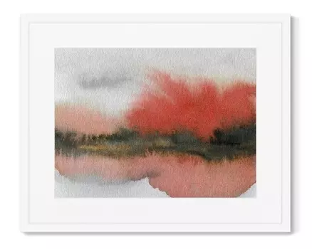 Репродукция картины в раме autumn colors in the reflection of the lake (картины в квартиру) мультиколор 52x42 см.