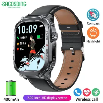 SACOSDING Compass Smart Watch Men 3ATM Waterproof 2.02 With Compass LED Flashlight Outdoor Sports Fitness Tracking Heart RateSmartwatch