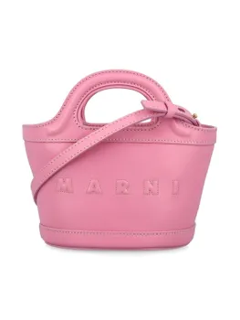 Marni Kids кожаная сумка с тиснением логотипа, розовый