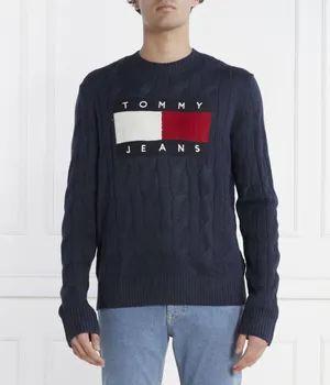 Свитер мужской Tommy Jeans вязаный с логотипом, синий