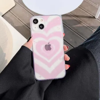 Силиконовый прозрачный мягкий чехол с градиентным сердечком для Iphone 12 Mini 13 Promax 11 14 Pro Max 8 7 Plus Xsmax Xr X Cute Love for iphone 14promax