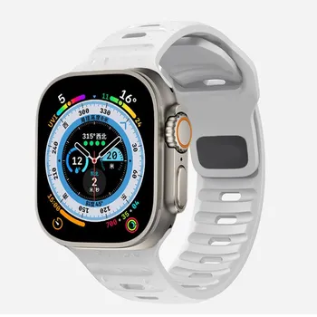 Спортивный ремешок для Apple Watch Ultra 8 7 Series 49MM 45MM Мягкий силиконовый резиновый ремешок для часов для iWatch 6 5 4 3 2 1 42MM 44MM Браслет 38mm or 40mm or 41mm