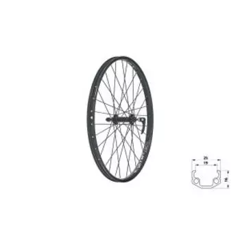 Колесо KELLY'S WASPER V-brake F, переднее, 24", под ободной тормоз, эксцентрик, чёрный, Wheel front KLS WASPER