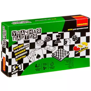 Игра настольная бондибон 5в1 удачная партия вв0683