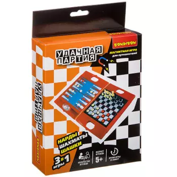 Игра настольная бондибон удачная партия 3в1 шахматы/шашки/нарды вв3482