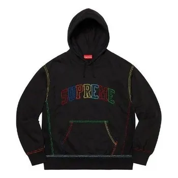 Толстовка big stitch hooded sweatshirt 'black' Supreme, черный
