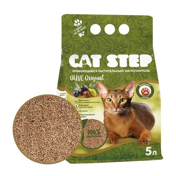 Cat Step Olive Original наполнитель для кошек комкующийся растительный - 5 л премиум мешок Турция 1 уп. х 1 шт. х 3.75 кг