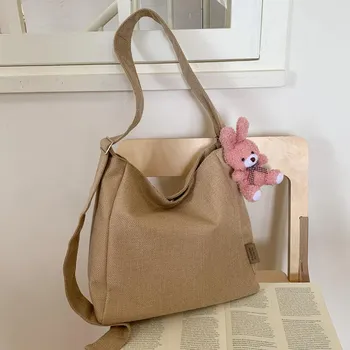 Summer canvas bag women s new versatile shoulder messenger bag large capacity tote bag class bag серый