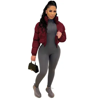 Zip Up Solid Parka, повседневная зимняя теплая верхняя одежда с длинным рукавом, женская одежда S чёрный