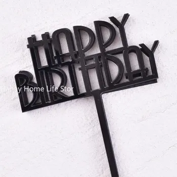 10 шт. Ins Golden Happy Birthday торт Topper черный акриловый торт Topper на день рождения торт для детского душа десерт украшение