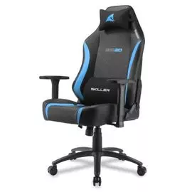 Кресло Sharkoon SGS20-BK/BU игровое, чёрно-синее, до 120кг (синтетическая кожа, регулируемый угол наклона, механизм качания)