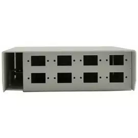 Кросс оптический настенный коробочный TELCORD КН-8FC-m-GY 163х123х30 мм, под 8 адаптеров FC/ST, не укомплектованный, серый (КН-8-мини)