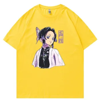 Японское аниме «Убийца демонов» Футболка унисекс Kawaii Kimetsu No Yaiba Футболки с рисунком Tanjirou Kamado Топы унисекс Harajuku с коротким рукавом L