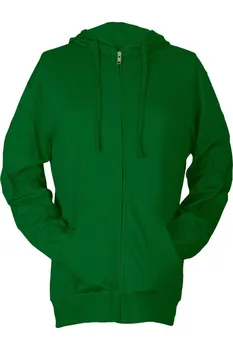 Футболка унисекс Tultex Beach с капюшоном и длинными рукавами на молнии, цвет kelly green