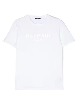 Balmain Kids футболка с логотипом, белый