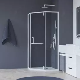 Душевой уголок RGW Hotel HO-084-W 90x90x195 см, профиль белый, стекло прозрачное
