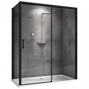 Душевой уголок Abber Komfort 120х100 AG93120B-S102B черный, стекло прозрачное