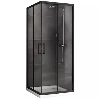 Душевой уголок Abber Schwarzer Diamant AG02100B5 100x100, профиль черный, стекло прозрачное