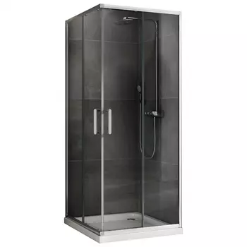 Душевой уголок Abber Schwarzer Diamant AG021005 100x100, профиль хром, стекло прозрачное