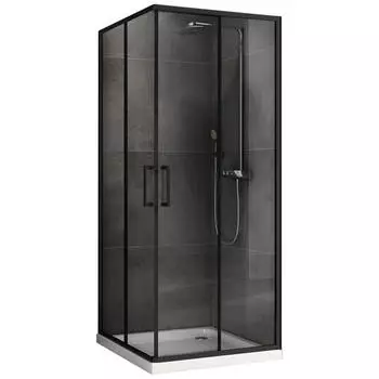 Душевой уголок Abber Schwarzer Diamant AG02090B5 90x90, профиль черный, стекло прозрачное
