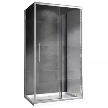 Душевой уголок Abber Schwarzer Diamant AG30130H-S50-S50 130x50, профиль хром, стекло прозрачное