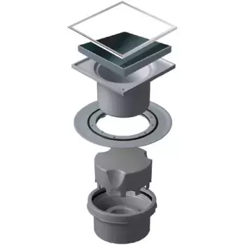Душевой трап Pestan Confluo Standard Vertical Black Glass 15х15 черное стекло нержавеющая сталь с рамкой