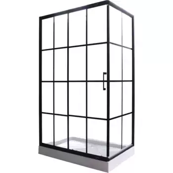 Душевой уголок Cerutti SPA Muza 120x80 профиль черный, стекло прозрачное с рисунком