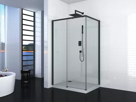 Душевой уголок Cerutti SPA Vito 110х80 L профиль черный, стекло прозрачное