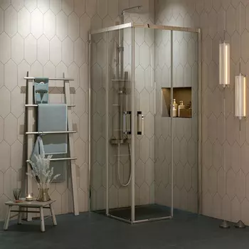 Душевой уголок KERAMA MARAZZI Vetro 90х90 см, квадратный, раздвижная дверь, профиль хром