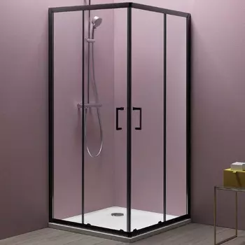 Душевой уголок Kolpa San Eco Quat 80х80 черный стекло прозрачное